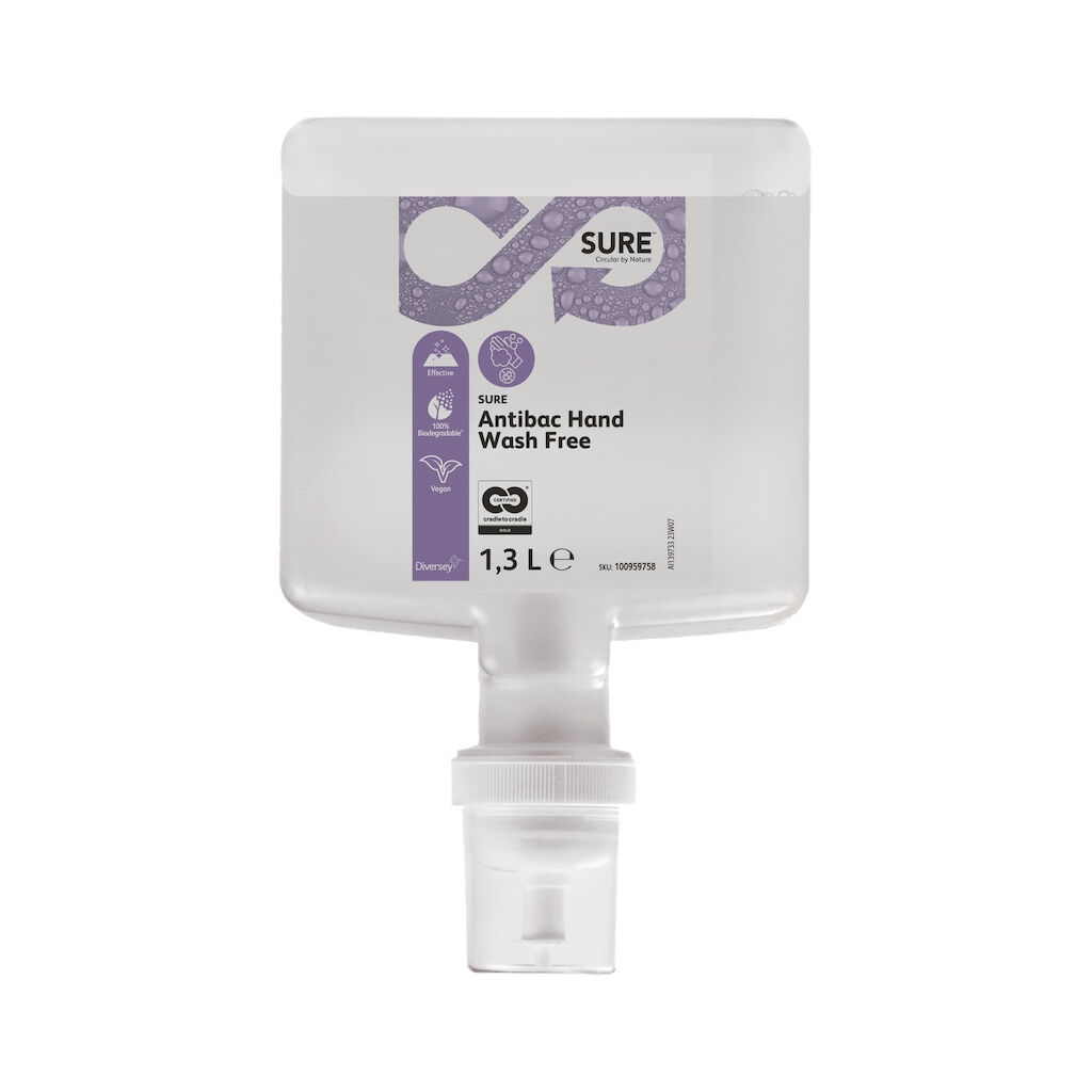 SURE Antibac Hand Wash Free 4x1.3L - 100% biodegradable, fragrance and dye free, antimicrobial herbal hand soap